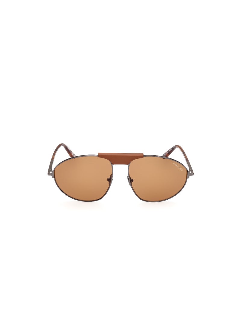 TOM FORD Men's Pilot Shape Metal Sunglasses FT109508E60 Lens Size: 60 Millimeter - Shiny Gunmetal  - Image 2