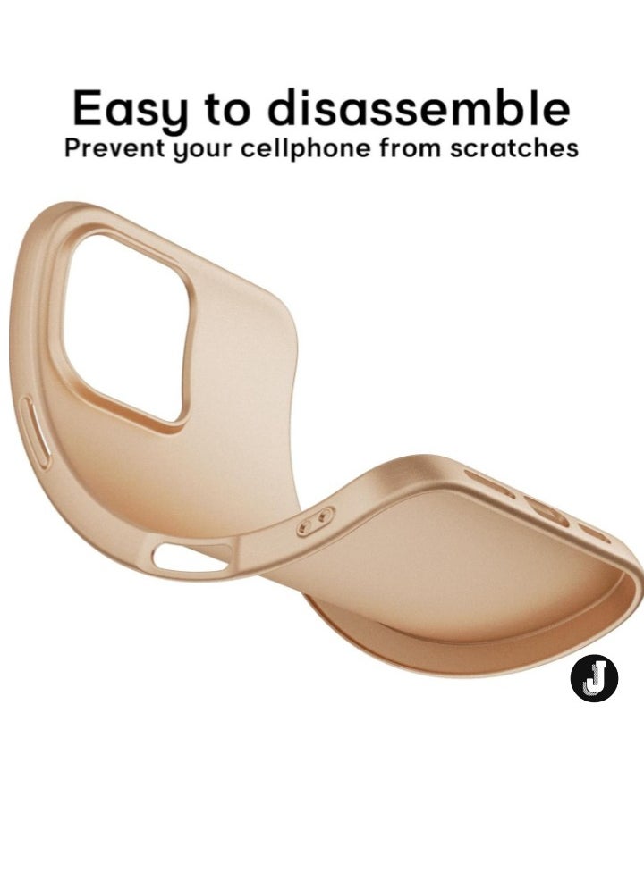 JAJEEK "iPhone 16 Pro Gold Case – Ultra-Thin Matte Cover with Upgraded Camera Lens and Screen Protectors, Soft Touch Anti-Scratch Shockproof Design" - Image 5