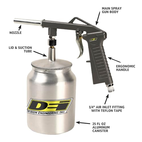 Design Engineering ATAC Spray Gun for Undercoating Thermal Acoustic Treatments DieCast Aluminum Body 25 oz Suction Feed Canister Standard Nozzle Ideal for ATAC Similar Coatings - Image 3