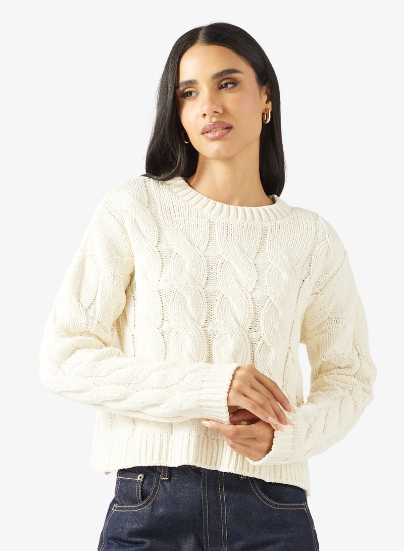 ONLY Onlelly Life Cabel Long Sleeve Crew Neck Pullover Sweater - Image 1