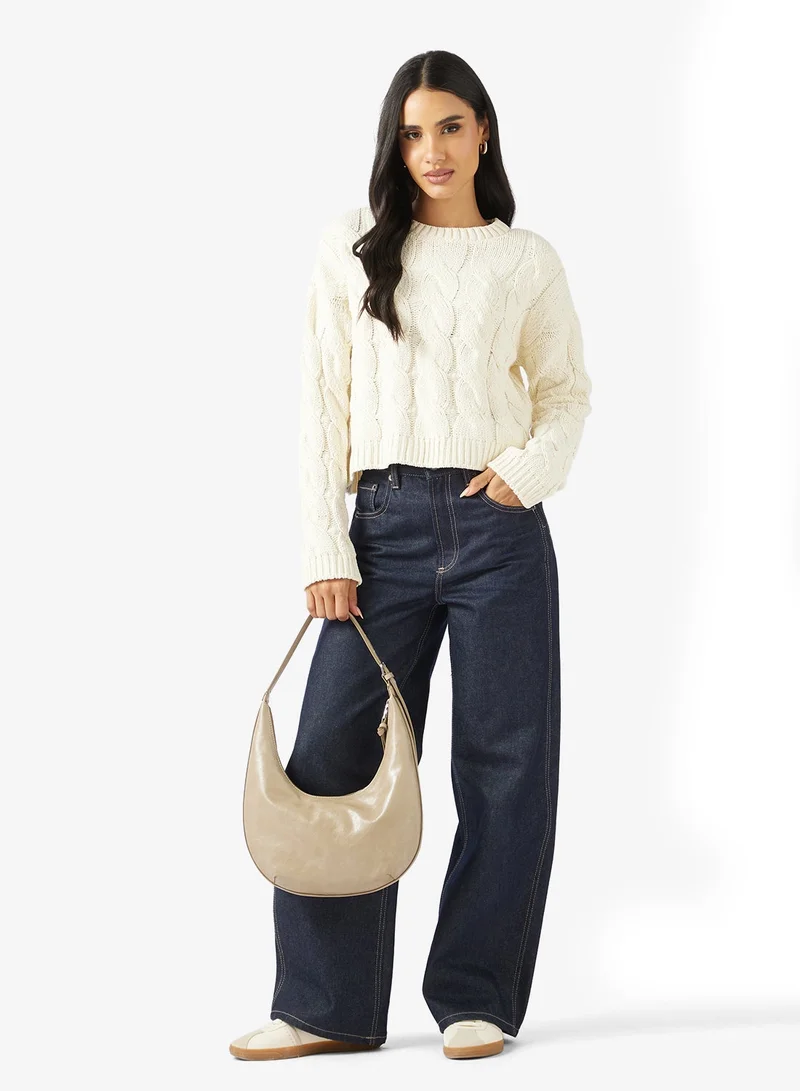 ONLY  Onlelly Life Cabel Long Sleeve Crew Neck Pullover Sweater for Women | Best Price UAE