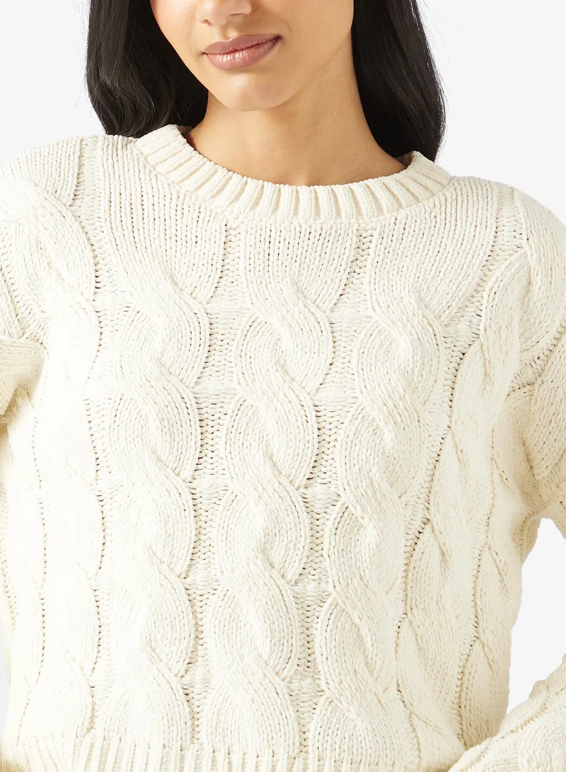 ONLY  Onlelly Life Cabel Long Sleeve Crew Neck Pullover Sweater for Women | Best Price UAE