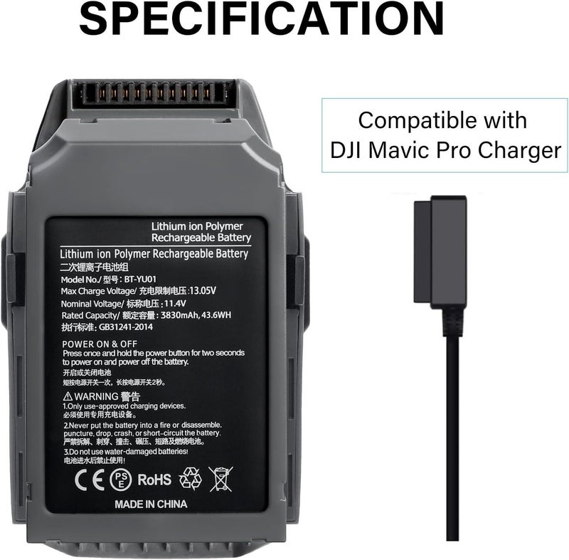عبوة 2 بطارية مافيك برو، FB1-3830mAh-11.4V بطاريات استبدال ذكية للطيران لـ DJI مافيك 1 برو - Image 2