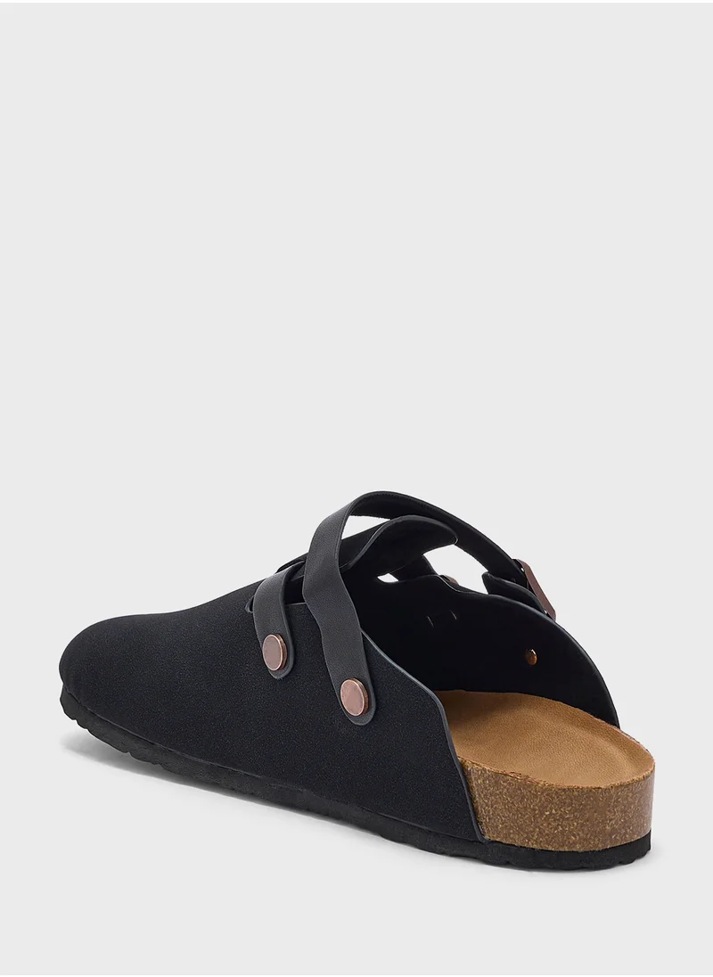 جينجر Double Buckle Backstrap Clog Sandal