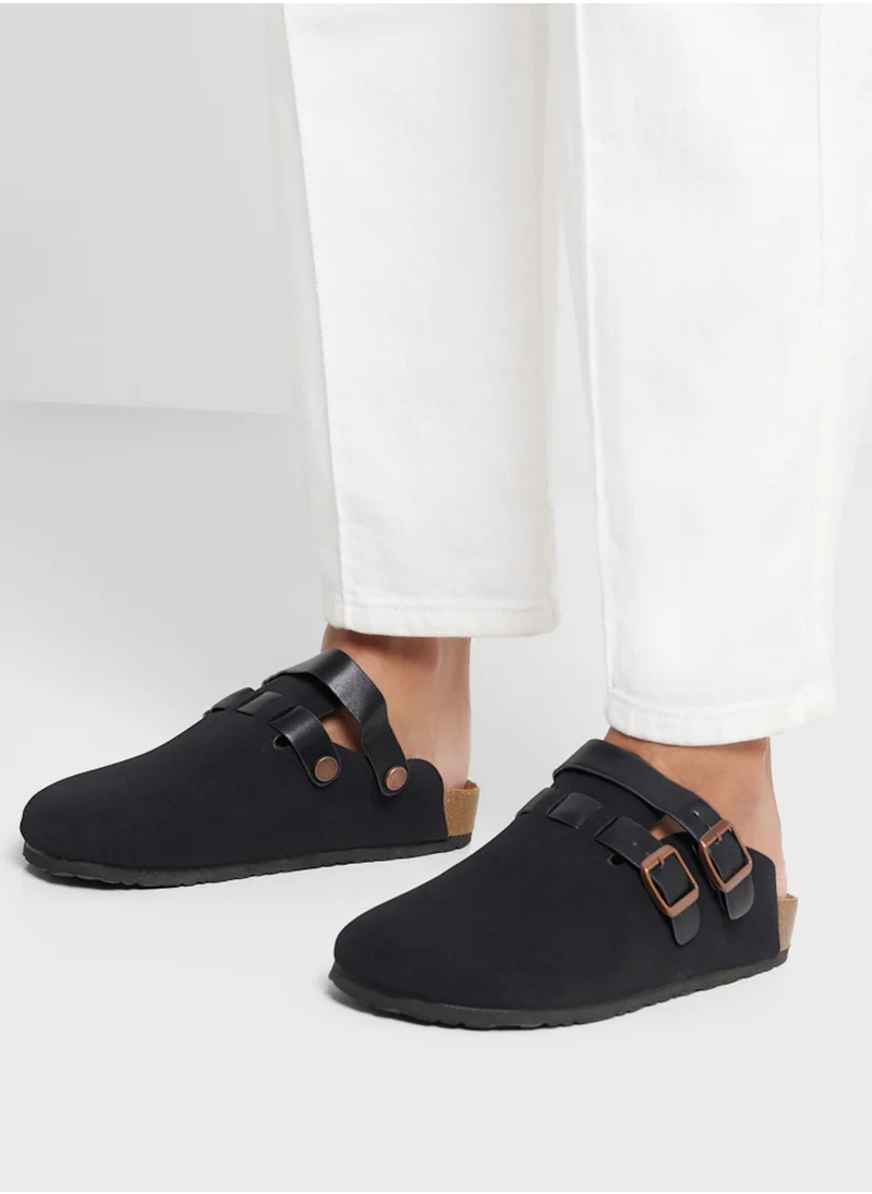 جينجر Double Buckle Backstrap Clog Sandal