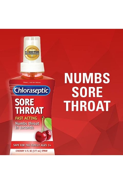 ChloraSeptic Cherry Spray for Sore Throat-177 ml