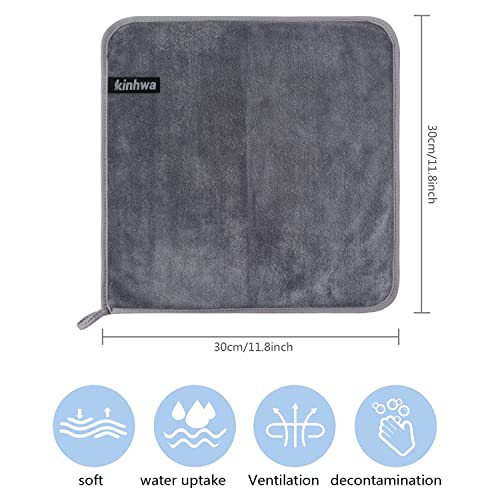 KinHwa Soft Washcloths Quick Drying Face Cloths Reusable Makeup Remover Cloths Microfiber Facial Cloths for Washing Face Gray Makeup Washcloths 6 Pack - Image 3