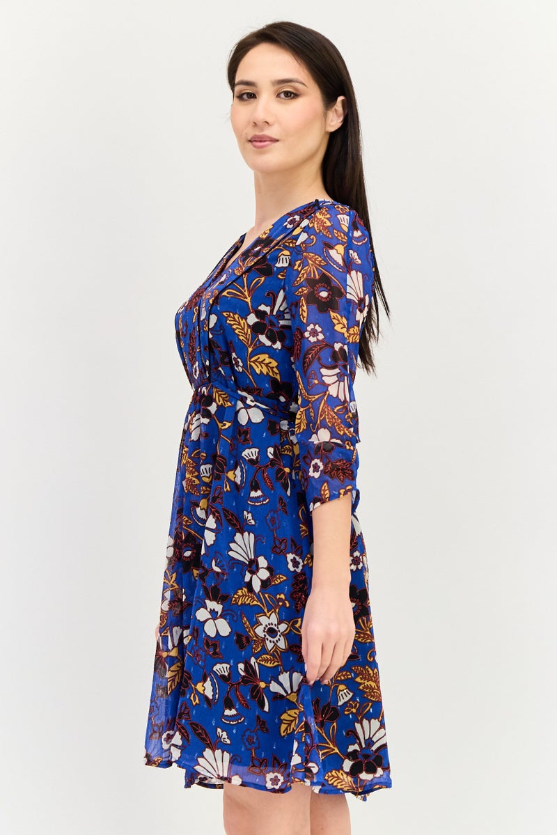 promod Women Floral Print Mini Dress, Multicolor - Image 2