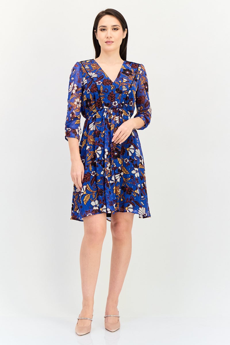 promod Women Floral Print Mini Dress, Multicolor - Image 4