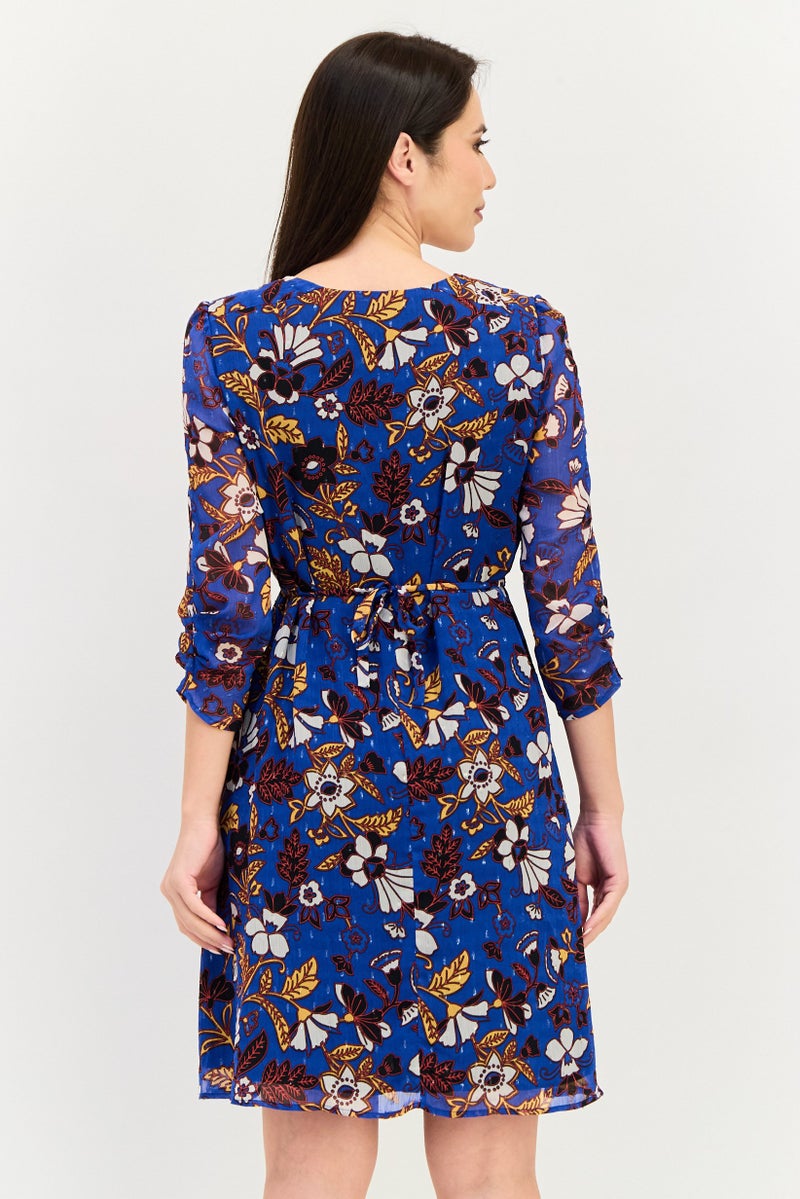 promod Women Floral Print Mini Dress, Multicolor - Image 3