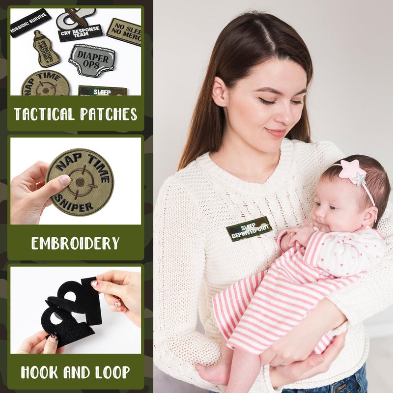 Kirako 7Pcs Funny Daddy Mommy Tactical Patches with Hook and Loop Cute Pacifier Bottle Sew on Embroidered Applique Repair Emblem Patch Mother's Day Father's Day DIY Crafts Gift for Diaper Bags Lunch Bags Hat - Image 3
