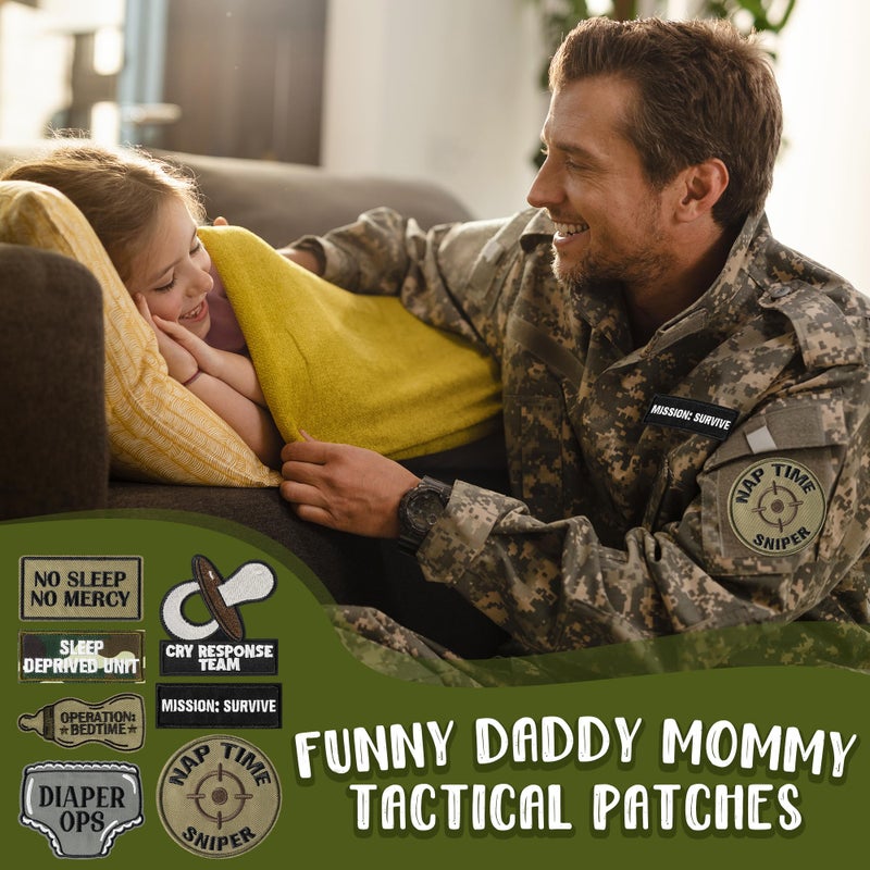 Kirako 7Pcs Funny Daddy Mommy Tactical Patches with Hook and Loop Cute Pacifier Bottle Sew on Embroidered Applique Repair Emblem Patch Mother's Day Father's Day DIY Crafts Gift for Diaper Bags Lunch Bags Hat - Image 4