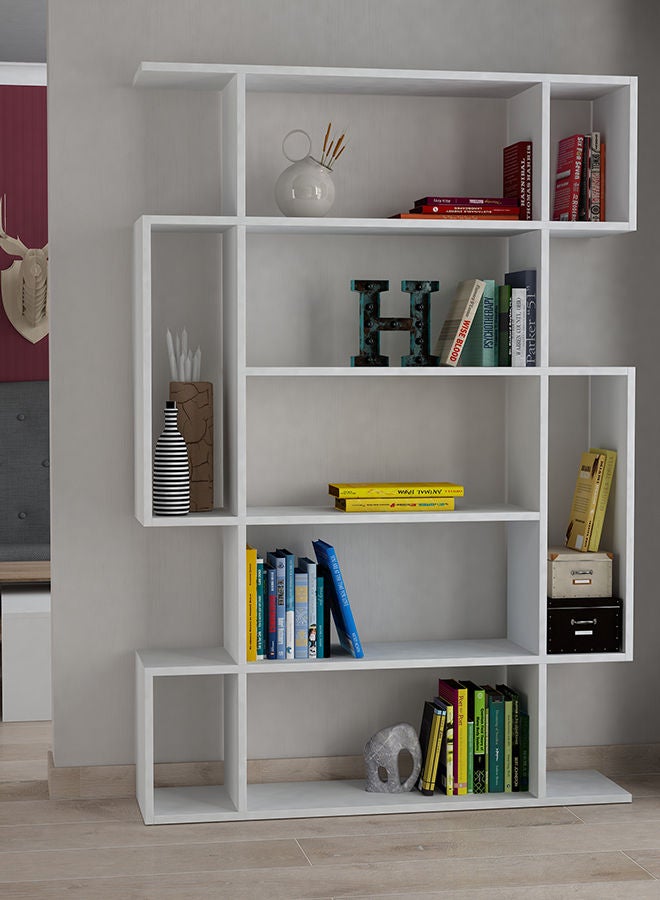 Mourah Home Mito Bookcase Modern Book Shelf Cabinet 6 Tier Multi Storage Bookshelf Rack Display Unit For Bedroom Living Room Floorstanding Cabinet Home  25.5X161X108.5Cm  White - Image 1