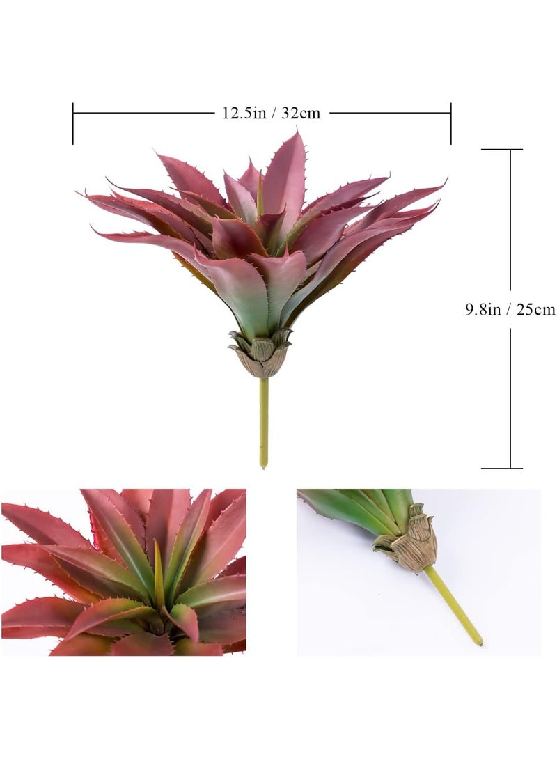 Artificial Aloe Succulent Plant, Faux, 12 5 Inch, Unpotted, Red - Image 2