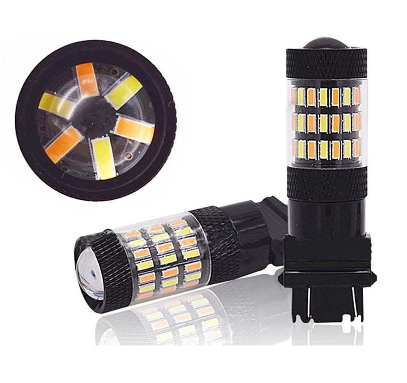 مصباح LED متغير اللون 7443 7444 60SMD، أضواء إشارة الانعطاف بلون كهرماني أصفر، أضواء انتظار بيضاء زينون 6000K، عبوة من 2 - Image 1