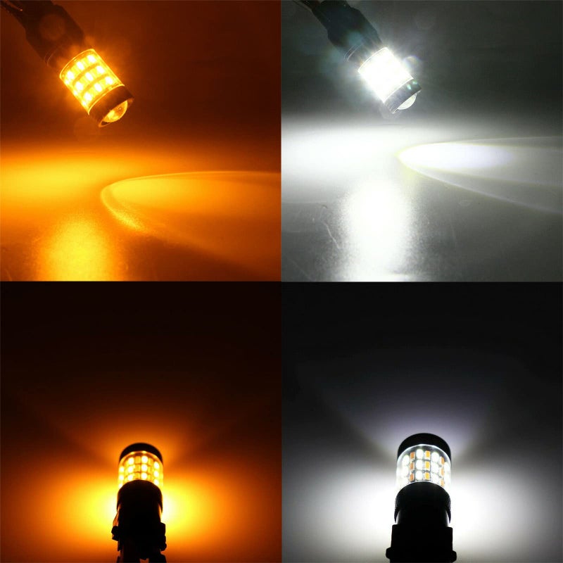 مصباح LED متغير اللون 7443 7444 60SMD، أضواء إشارة الانعطاف بلون كهرماني أصفر، أضواء انتظار بيضاء زينون 6000K، عبوة من 2 - Image 5