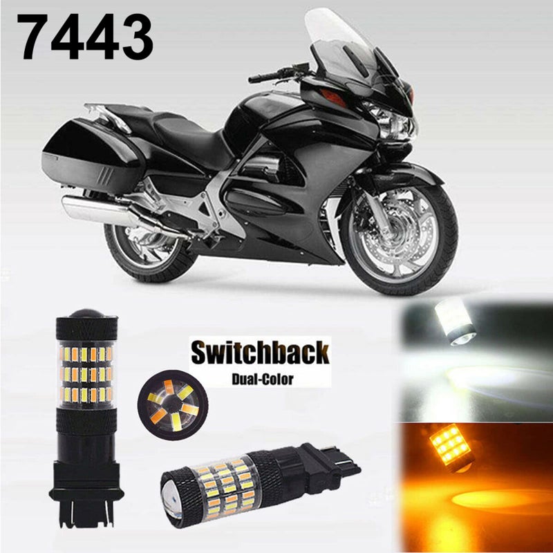 مصباح LED متغير اللون 7443 7444 60SMD، أضواء إشارة الانعطاف بلون كهرماني أصفر، أضواء انتظار بيضاء زينون 6000K، عبوة من 2 - Image 2