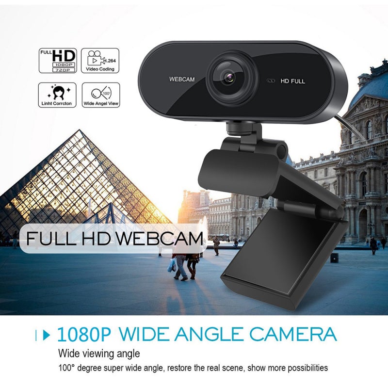 HD Webcam 1080P HD Video Chat 360° Rotation Built-in Noise-Canceling Mic - Wide 90° Angle Lens USB Camera for Video Conferencing Online Class Streaming - Image 3
