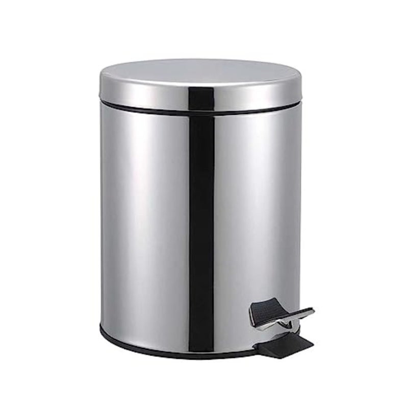 Stainless Steel Pedal Dustbin with Removable Inner Bucket Trash Can Round Shape Dustbin for Bathroom, Home, Kitchen, washrooms, Room and Office 5.0 ltr - Image 1