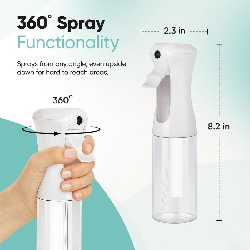 Aquableu Spray Bottle for Hair â€“ Continuous Mist Spray Bottle for Hair Care, Styling, Cleaning, Plants, Pets & Essential Oils (Clear, 6.76oz/200ml) - Image 2