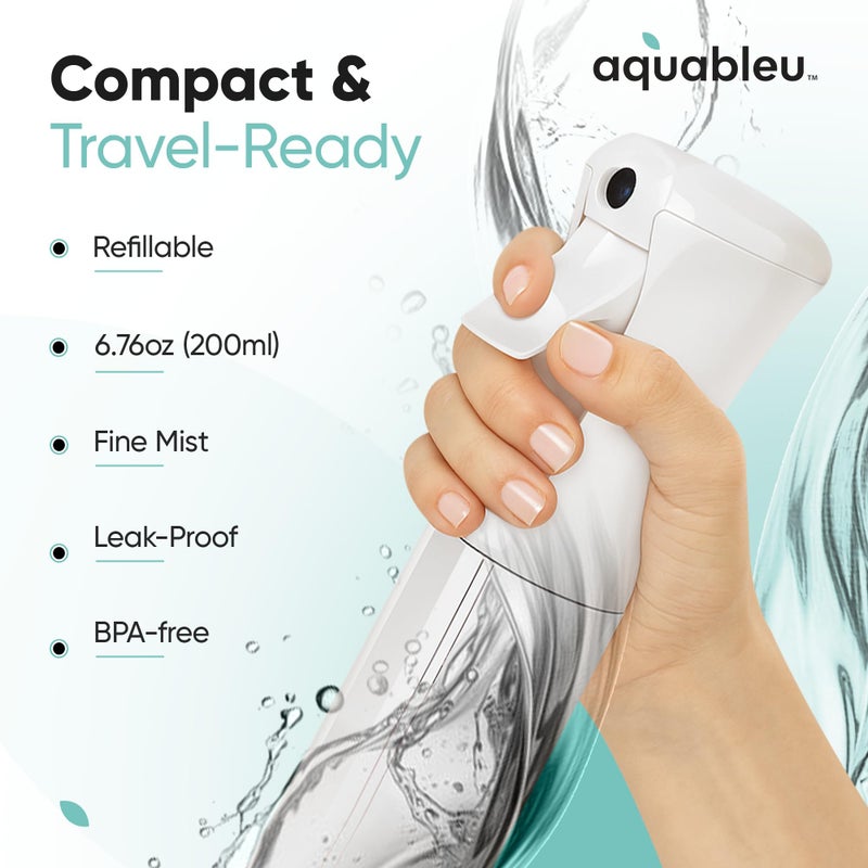 Aquableu Spray Bottle for Hair â€“ Continuous Mist Spray Bottle for Hair Care, Styling, Cleaning, Plants, Pets & Essential Oils (Clear, 6.76oz/200ml) - Image 3