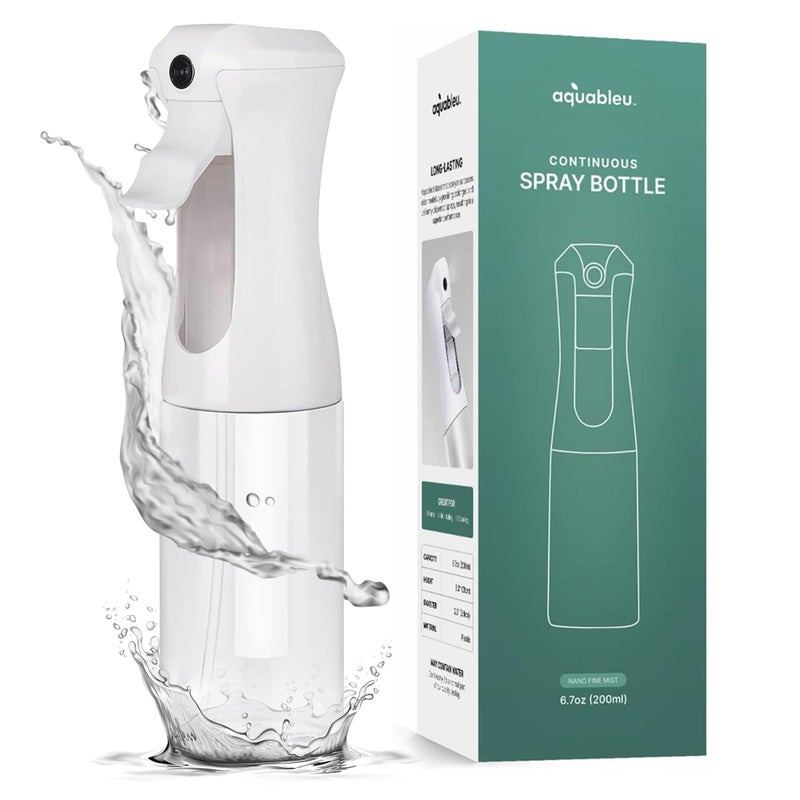 Aquableu Spray Bottle for Hair â€“ Continuous Mist Spray Bottle for Hair Care, Styling, Cleaning, Plants, Pets & Essential Oils (Clear, 6.76oz/200ml) - Image 1