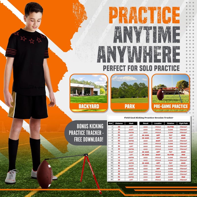 Trailblaze True Strike Pro Football Kicking Tee - Ultimate Football Tee Compatible with All Ball Sizes, Bonus Goal Kicking Tracker, Field Goal Football Holder - Image 5