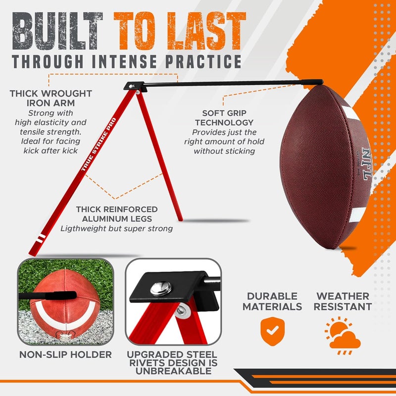Trailblaze True Strike Pro Football Kicking Tee - Ultimate Football Tee Compatible with All Ball Sizes, Bonus Goal Kicking Tracker, Field Goal Football Holder - Image 3