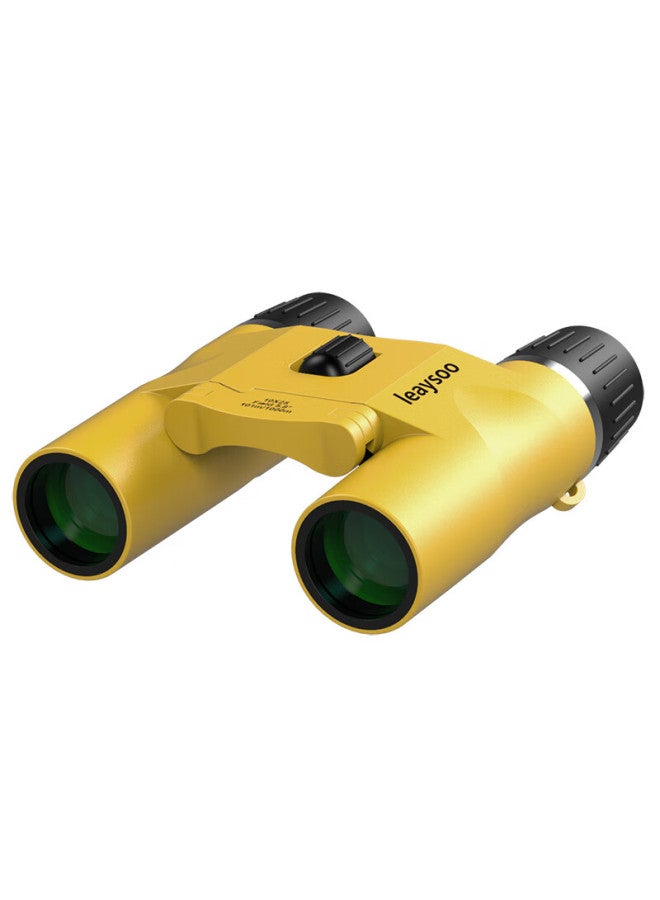 Leaysoo Yellow 10x25 High-definition High-magnification Low-light Visible Portable Foldable Binoculars, Children's Gift - Image 2