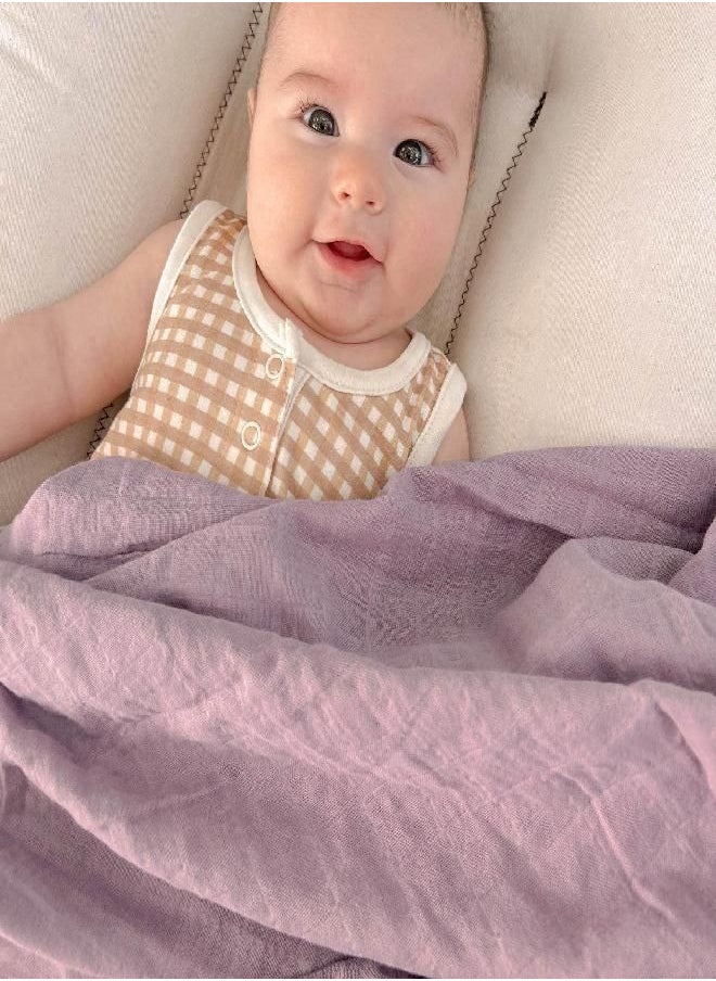 LifeTree LifeTree Baby Swaddle Blankets Girls, Organic Muslin Swaddle Blankets Unisex Swaddling Wrap Receiving Blanket Neutral for Newborn, 100% Organic Cotton, Large 47 x 47 inches, Lavender & Mauve  - Image 2