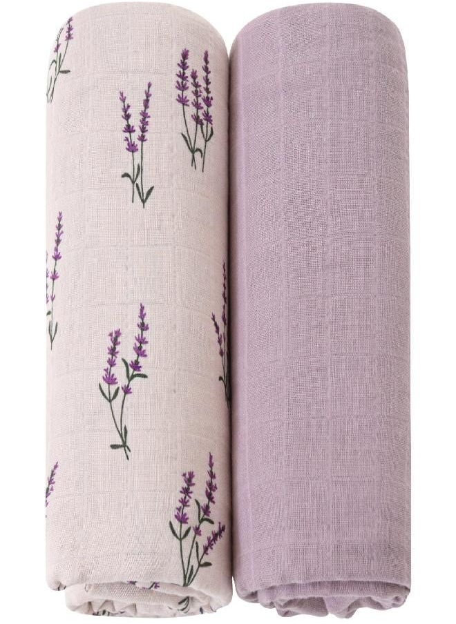 LifeTree LifeTree Baby Swaddle Blankets Girls, Organic Muslin Swaddle Blankets Unisex Swaddling Wrap Receiving Blanket Neutral for Newborn, 100% Organic Cotton, Large 47 x 47 inches, Lavender & Mauve  - Image 3