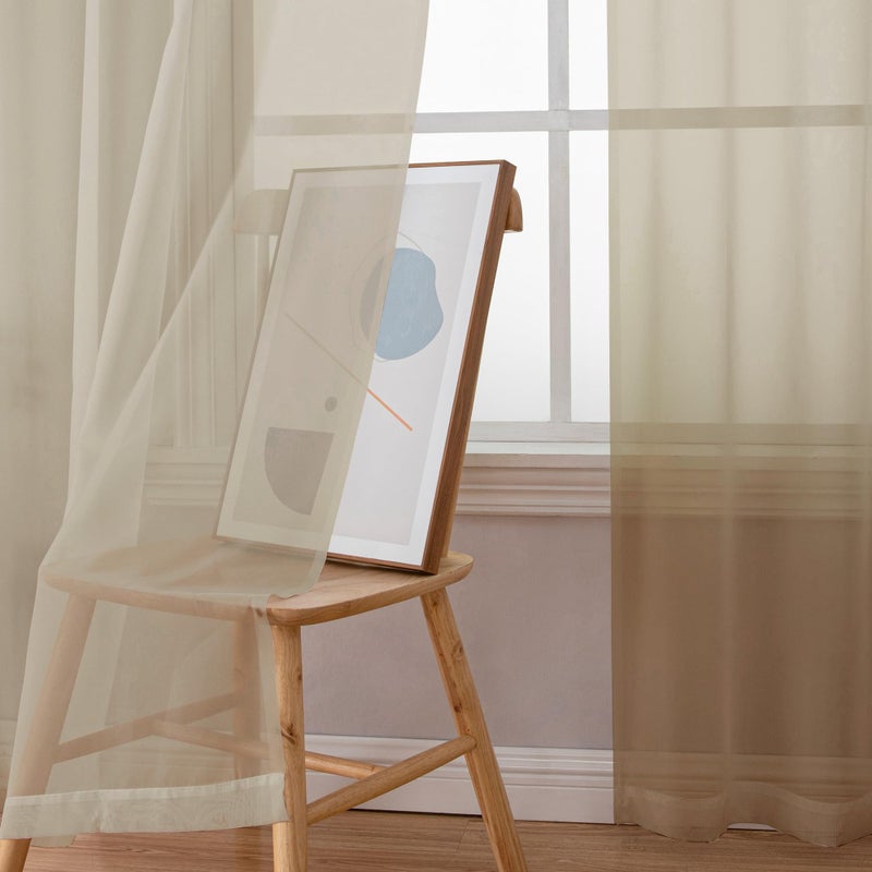 OWENIE Taupe Sheer Curtains 54 Inch Length 2 Panels Set  Rod Pocket Fimly Voile Short Curtains for Living Room  Taupe Solid Window Curtain Panels for Bedroom  Each 42Wx54L inch - Image 3