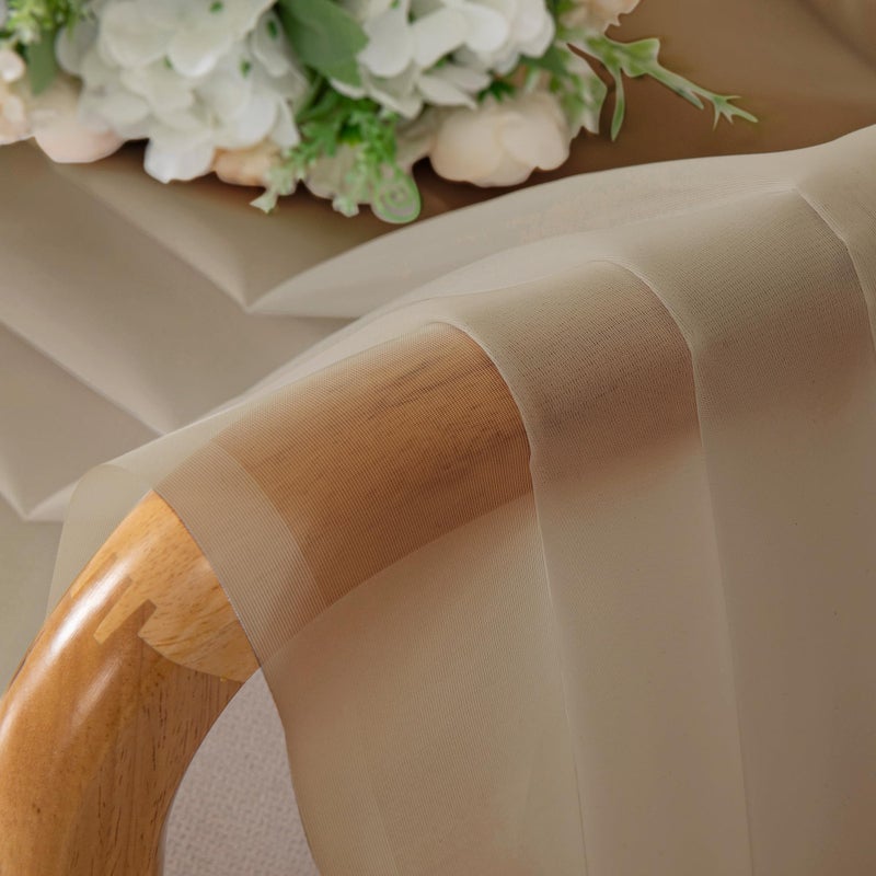 OWENIE Taupe Sheer Curtains 54 Inch Length 2 Panels Set  Rod Pocket Fimly Voile Short Curtains for Living Room  Taupe Solid Window Curtain Panels for Bedroom  Each 42Wx54L inch - Image 5