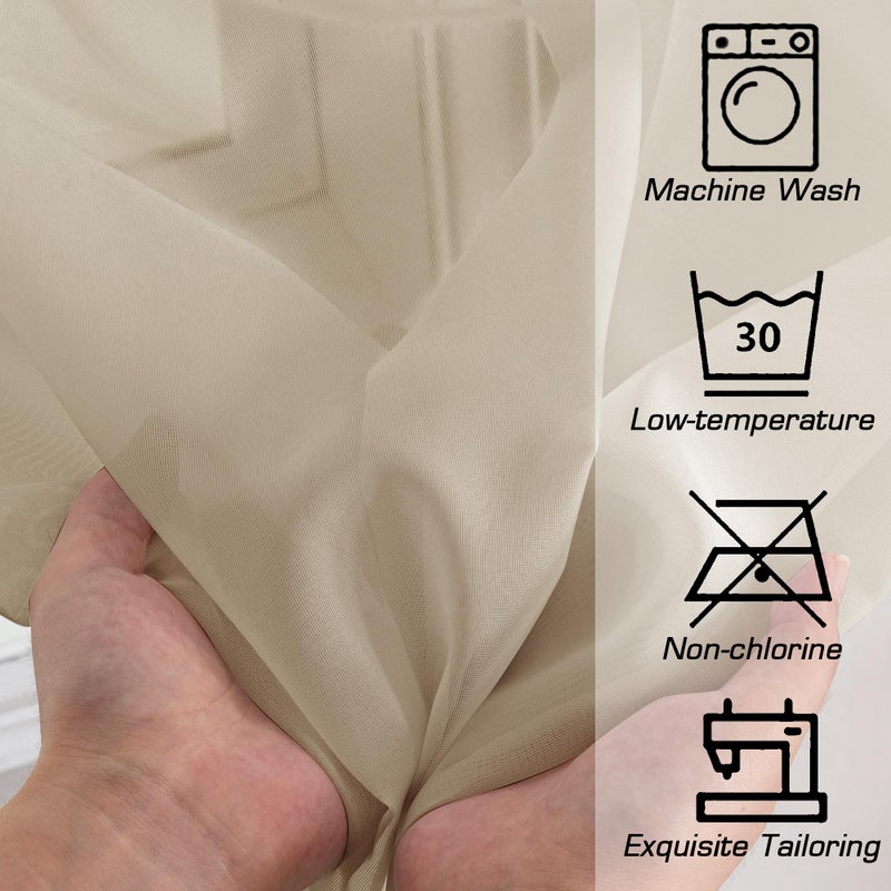 OWENIE Taupe Sheer Curtains 54 Inch Length 2 Panels Set  Rod Pocket Fimly Voile Short Curtains for Living Room  Taupe Solid Window Curtain Panels for Bedroom  Each 42Wx54L inch - Image 4