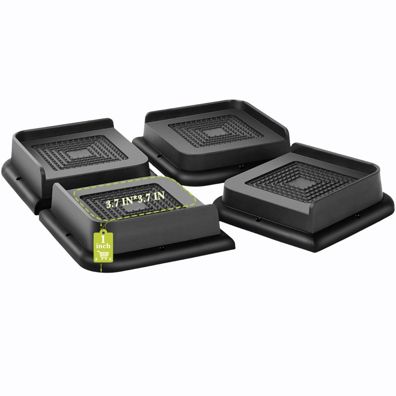 Yookwutar Bed Risers 1 inch 2 inch 3 inch 4 inch 6 inch 8 inch Heavy Duty Oversized Furniture Riser for Couch Sofa Table Chair Leg Frame Dorm Support up to 6000 Lbs Black 4 Pack 1 inch - Image 2