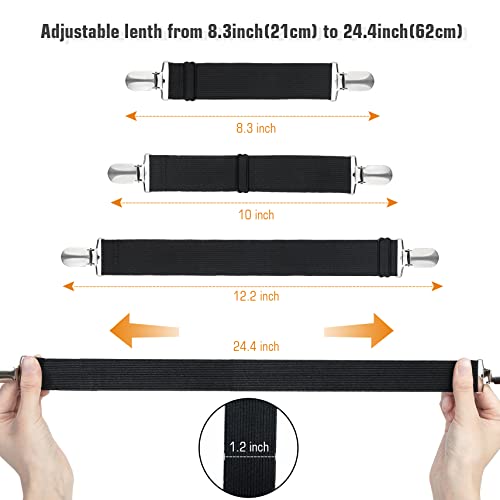 Korlon 8 Pack Bed Sheet Straps, Adjustable Fitted Sheet Straps Clips, Heavy Duty Bed Sheet Clips Holder for Bed Sheets, Mattress Covers, Sofa Cushion - Image 3