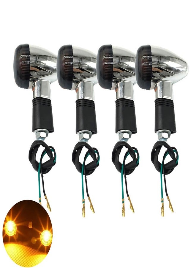VRWEARE Universal 4pcs Motorcycle Turn Signals Chrome Bullet Front Rear Lights Compatible with Harley Honda Suzuki Yamaha Kawasaki Motorcycle Bobber Chopper(Smoke shell) - Image 1
