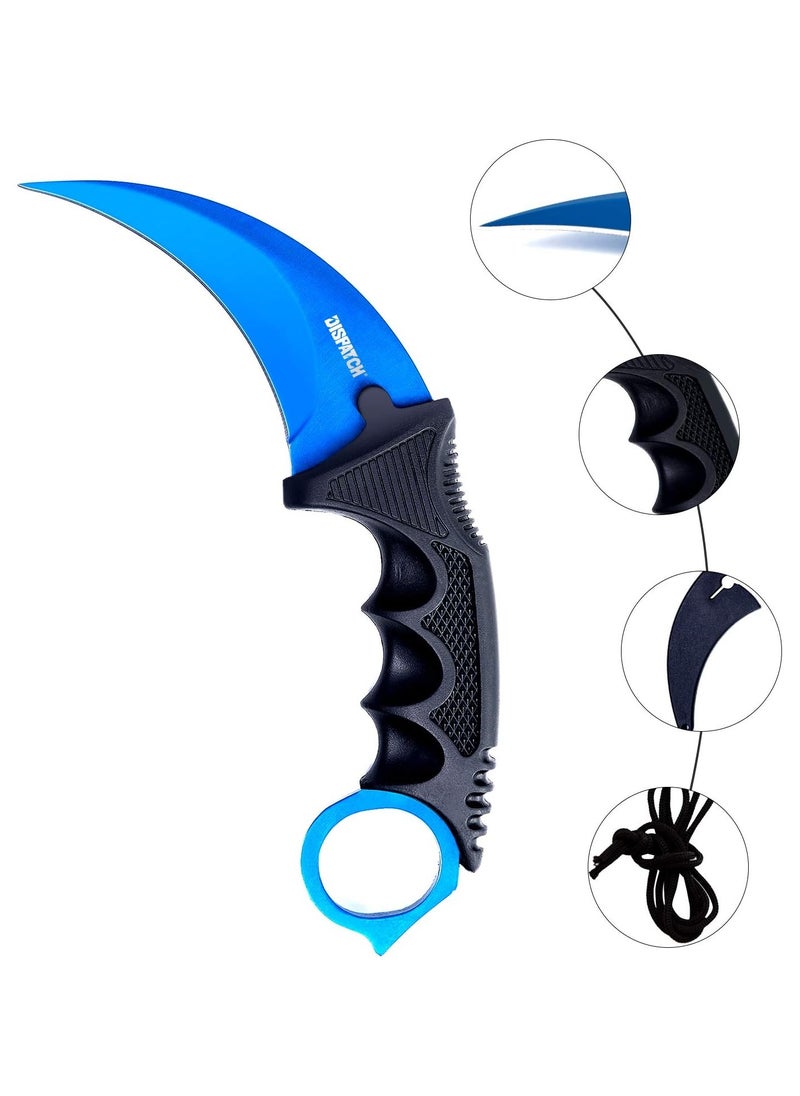 Generic - Sharp Karambit Knife, Fixed Blade Tactical Knife, Outdoor Hunting Knife, Camping Tool, , Suitable for Hiking, Adventure, Field Survival and Collection, Blue - Image 1