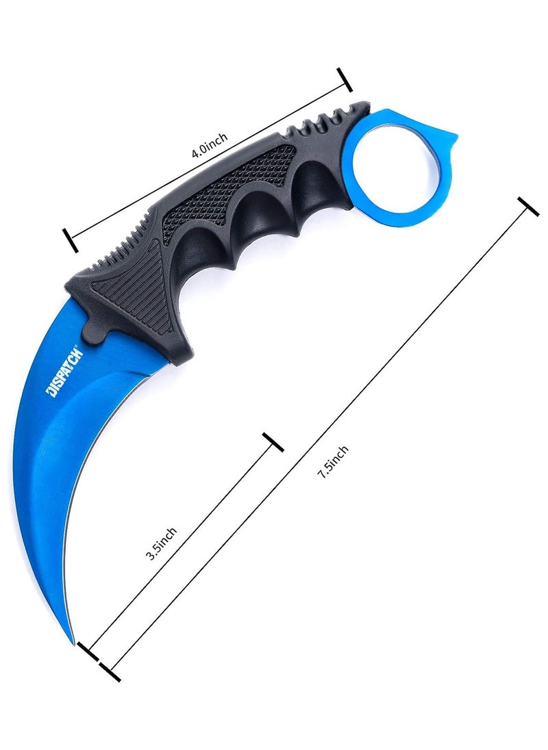 Generic - Sharp Karambit Knife, Fixed Blade Tactical Knife, Outdoor Hunting Knife, Camping Tool, , Suitable for Hiking, Adventure, Field Survival and Collection, Blue - Image 1