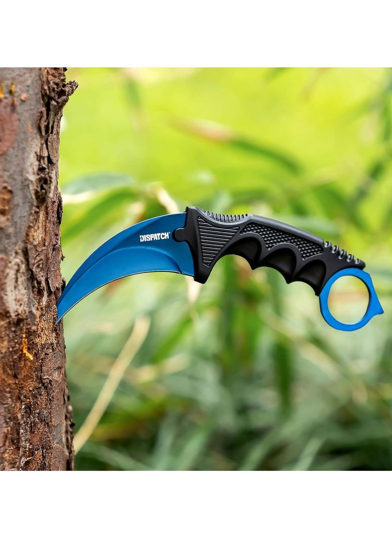 Generic - Sharp Karambit Knife, Fixed Blade Tactical Knife, Outdoor Hunting Knife, Camping Tool, , Suitable for Hiking, Adventure, Field Survival and Collection, Blue - Image 1