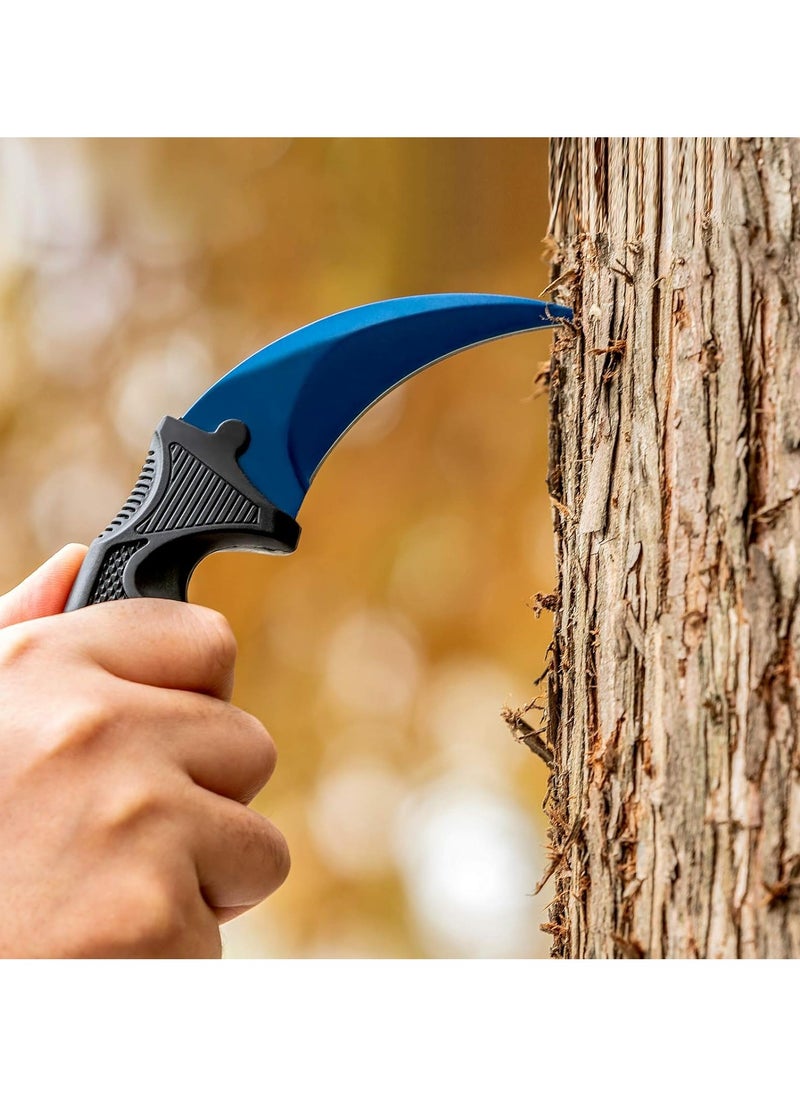 Generic - Sharp Karambit Knife, Fixed Blade Tactical Knife, Outdoor Hunting Knife, Camping Tool, , Suitable for Hiking, Adventure, Field Survival and Collection, Blue - Image 1