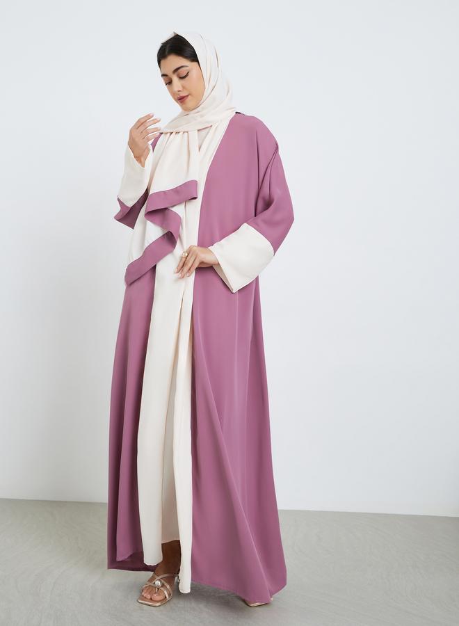 Amirah Women Purple Abaya with Inner Dress and Hijab Set - Image 4