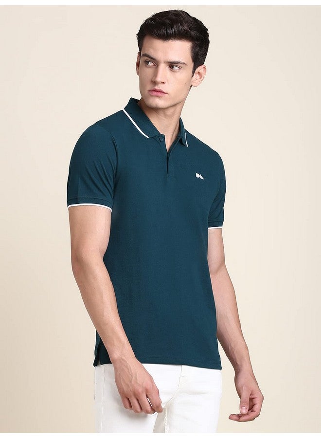 Dennis Lingo Dennis Lingo Men's Slim Fit Teal Polo T-Shirt - Image 4