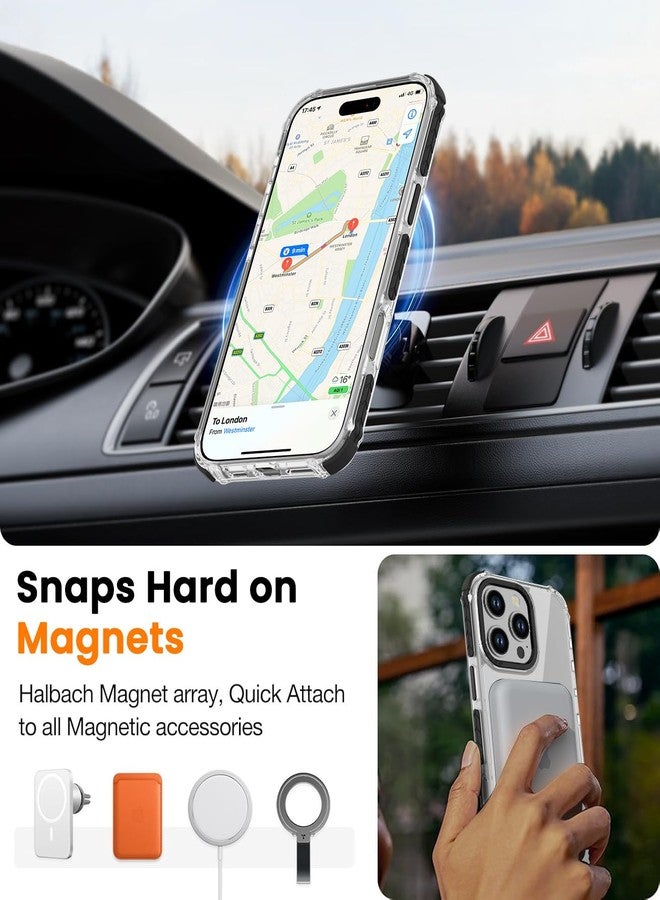 DEERLAMN Strong Magnetic Case for iPhone 16 Pro Max 6.9-Inch,[Compatible with Magsafe] Clear Slim Shockproof Protective Phone Cover for Women Men-Transparent+Black - Image 5