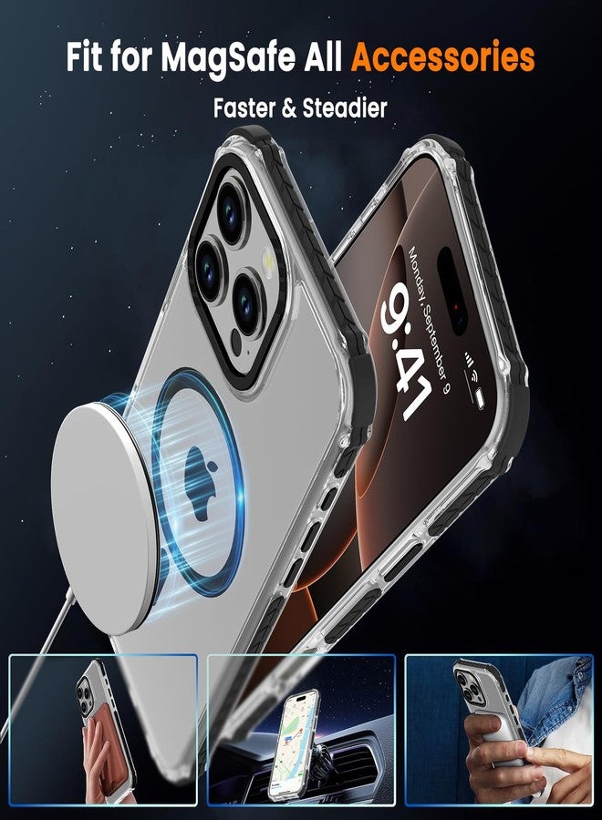DEERLAMN Strong Magnetic Case for iPhone 16 Pro Max 6.9-Inch,[Compatible with Magsafe] Clear Slim Shockproof Protective Phone Cover for Women Men-Transparent+Black - Image 4