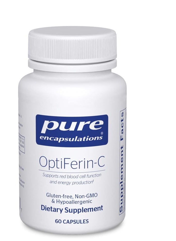 بيور إنكابسيليشن - OptiFerin-C لخلايا الدم الحمراء والطاقة - يدعم امتصاص الحديد، 60 كبسولة - Image 1