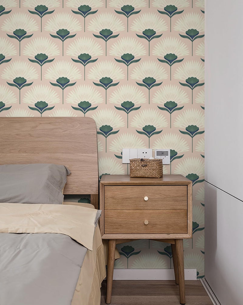 CiCiwind Vintage Wallpaper Peel and Stick Botanical Contact Paper Boho Wall Paper Pink Removable Self Adhesive Bathroom Bedroom Eco-Friendly Thicken 17.3" Ã— 78.7" - Image 3