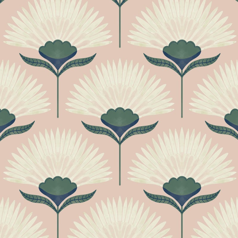 CiCiwind Vintage Wallpaper Peel and Stick Botanical Contact Paper Boho Wall Paper Pink Removable Self Adhesive Bathroom Bedroom Eco-Friendly Thicken 17.3" Ã— 78.7" - Image 1