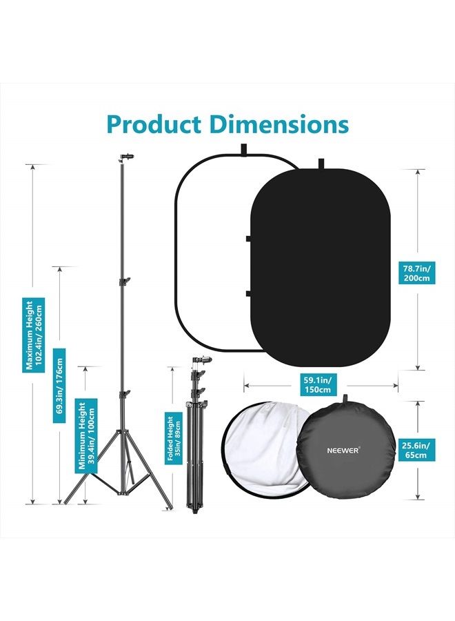 NEEWER 5x7ft/1.5x2m Chromakey Black Backdrop White Backdrop 2 in 1 Double Sided Pop Up Collapsible Backdrop with Support Stand, Foldable Panel for Photo and Video Shooting, Live Streaming, Gaming - Image 2