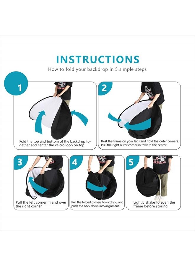 NEEWER 5x7ft/1.5x2m Chromakey Black Backdrop White Backdrop 2 in 1 Double Sided Pop Up Collapsible Backdrop with Support Stand, Foldable Panel for Photo and Video Shooting, Live Streaming, Gaming - Image 3